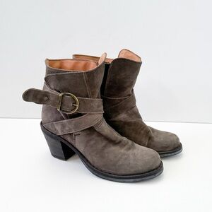 Fiorentini + Baker Gray Suede Belted Moto Boots